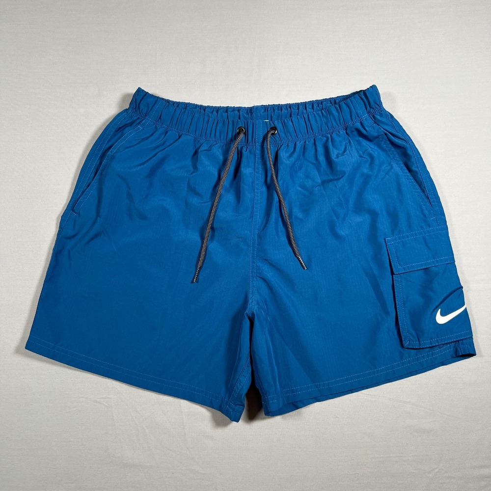 Nike Swim Cargo Swim Shorts Trunks Mesh Lined Size Medium Blue